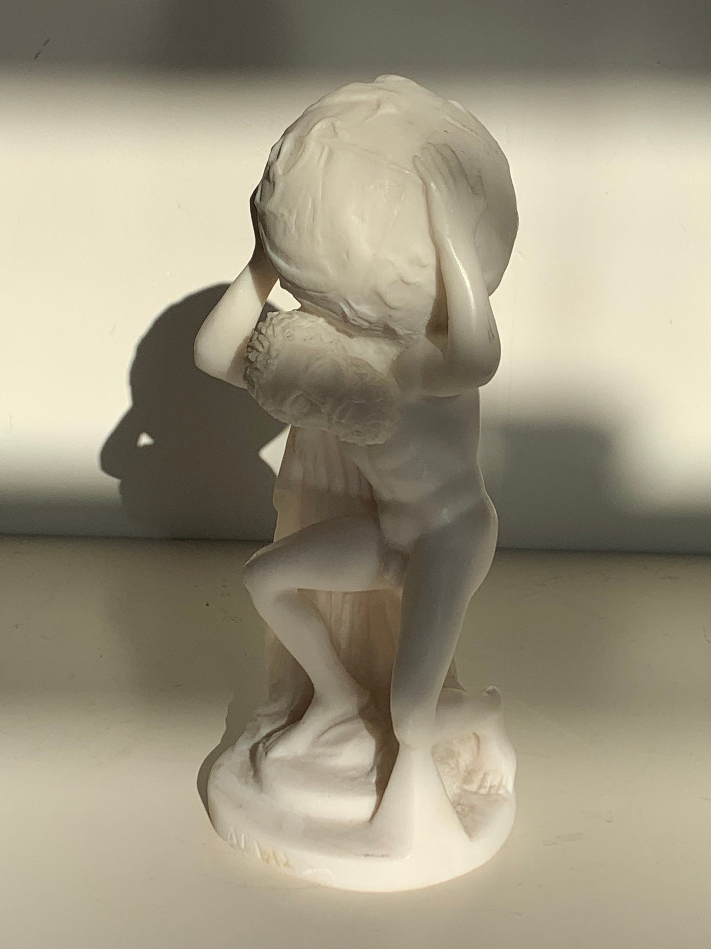 Translucent Alabaster Atlas Sculpture, Greek Mythology Figure