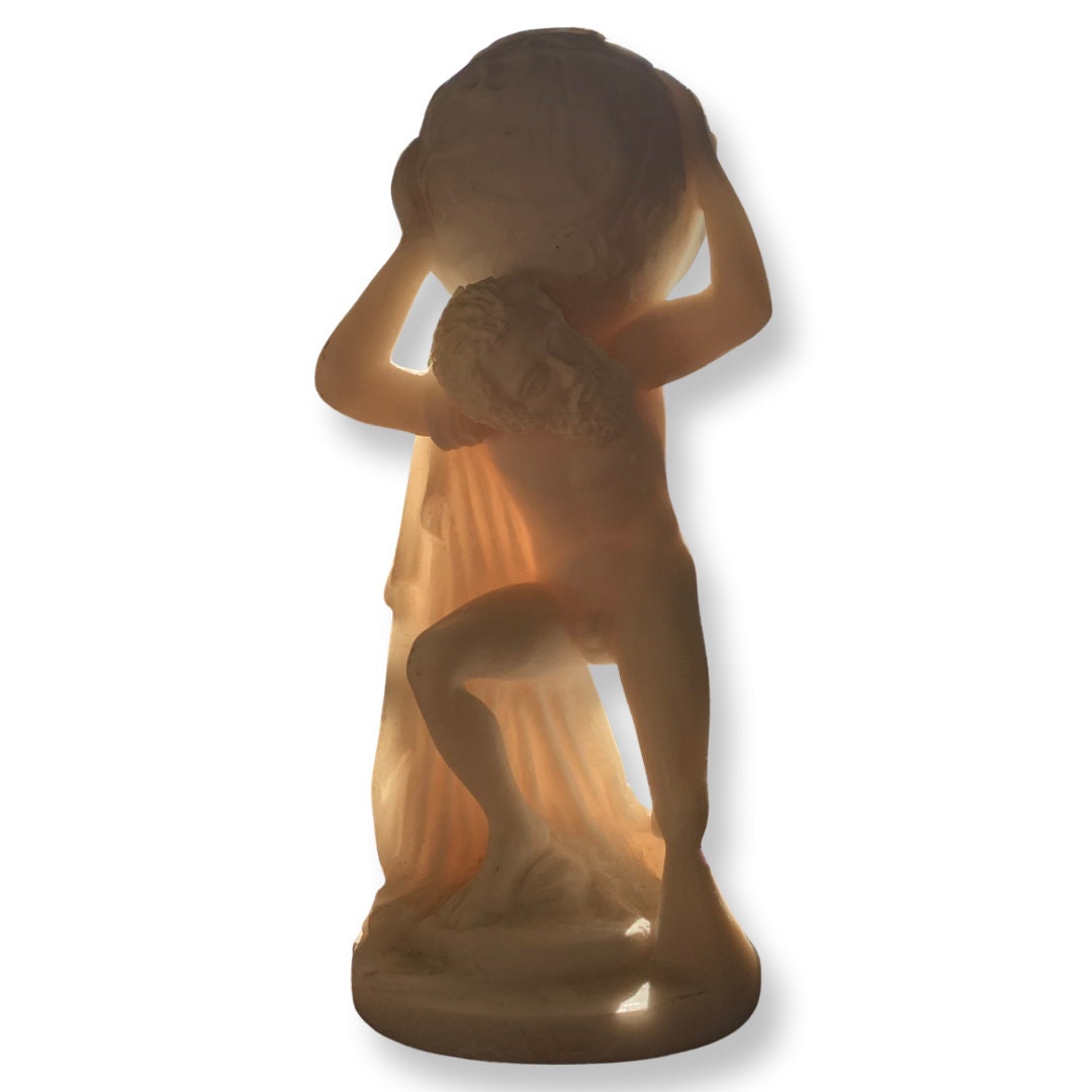 Translucent Alabaster Atlas Sculpture, Greek Mythology Figure