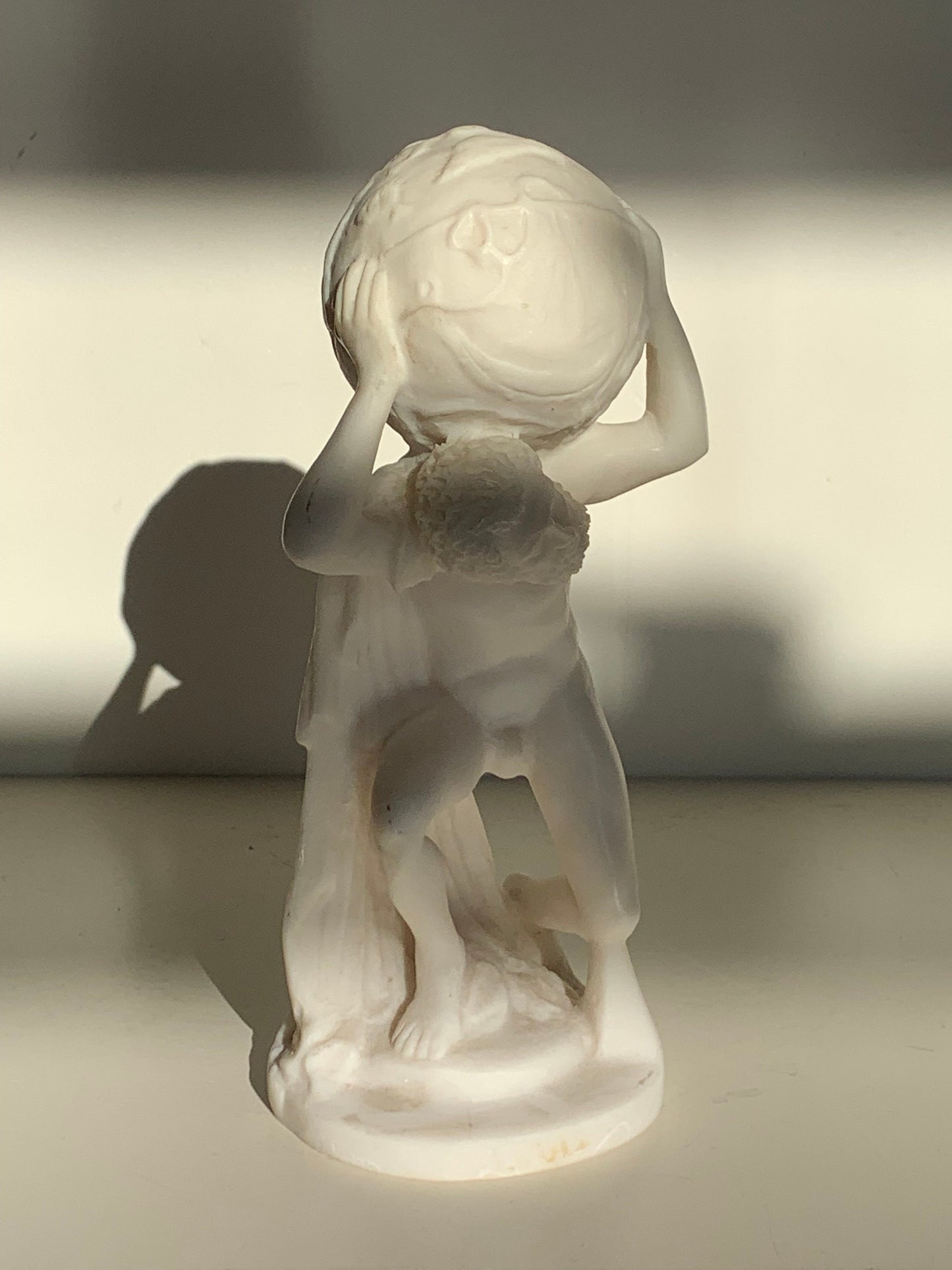 Translucent Alabaster Atlas Sculpture, Greek Mythology Figure