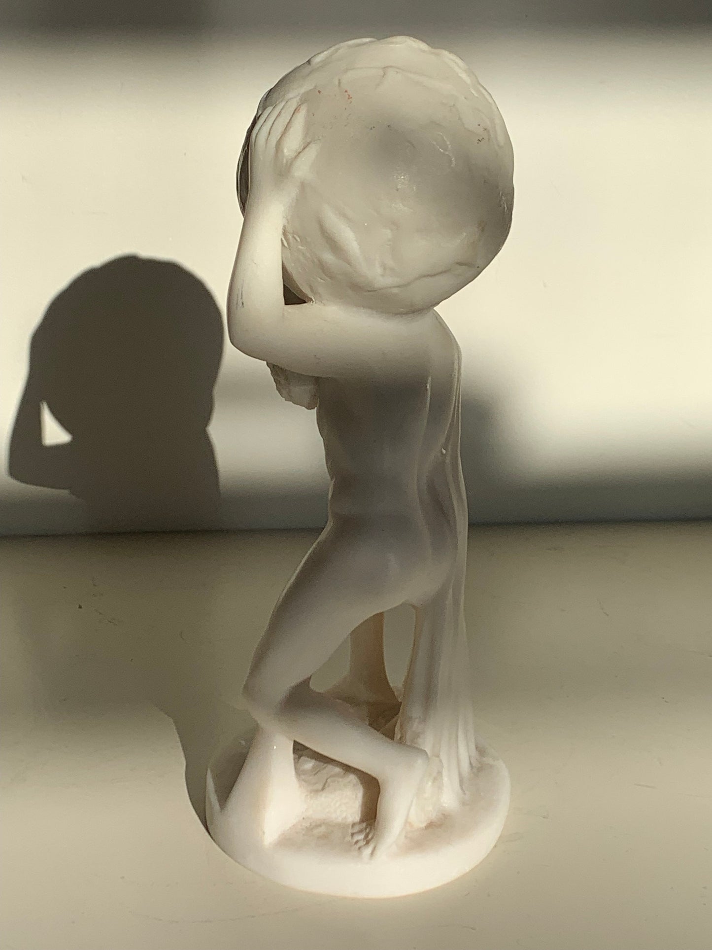 Translucent Alabaster Atlas Sculpture, Greek Mythology Figure