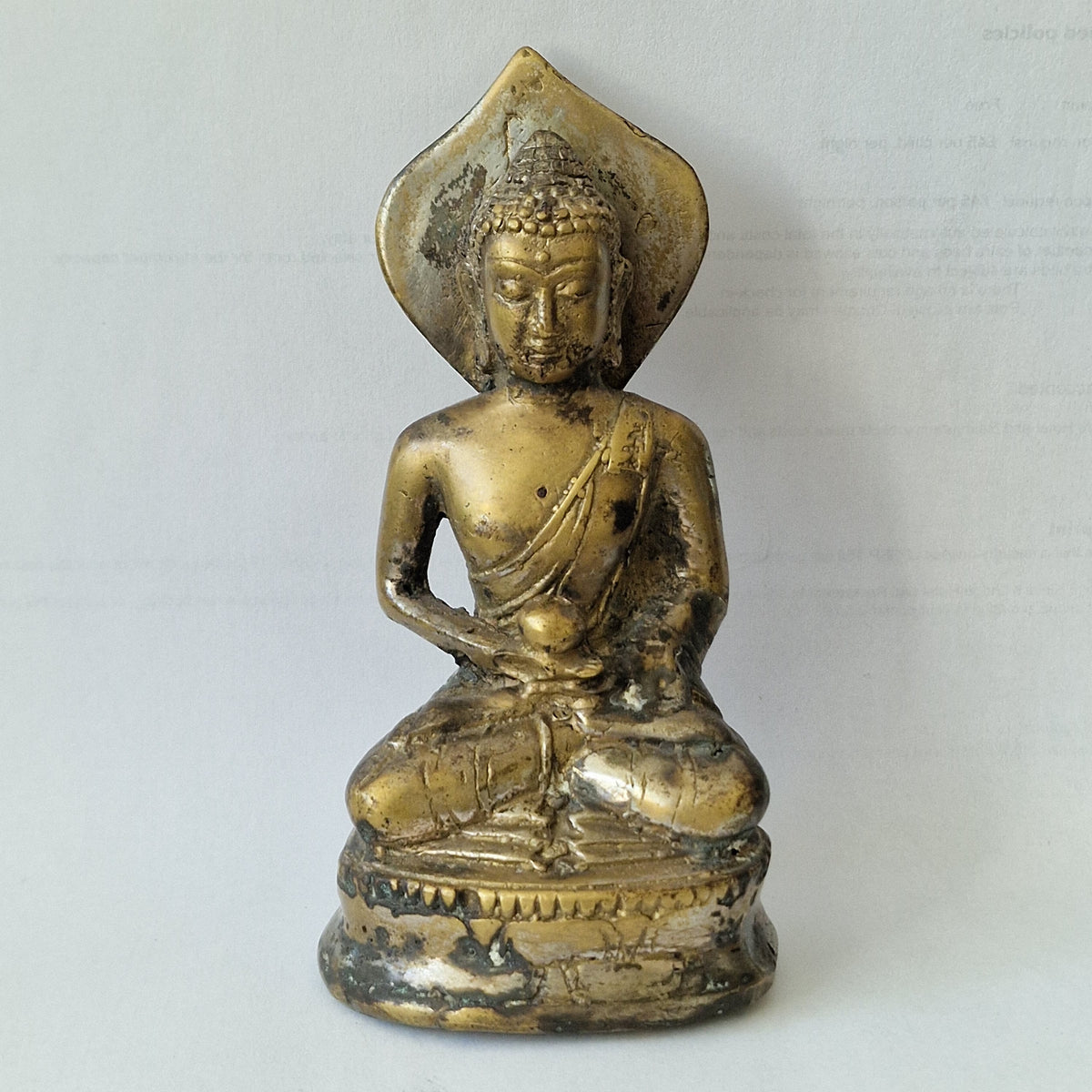 Antieke verzilverde boeddha Siddarta Gautama - eind 19e eeuw