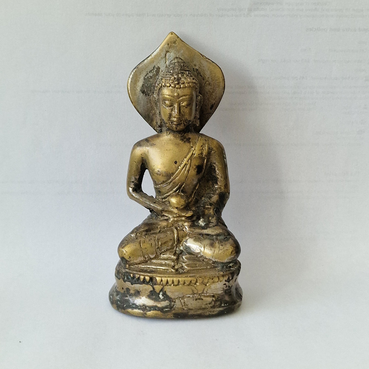 Antieke verzilverde boeddha Siddarta Gautama - eind 19e eeuw