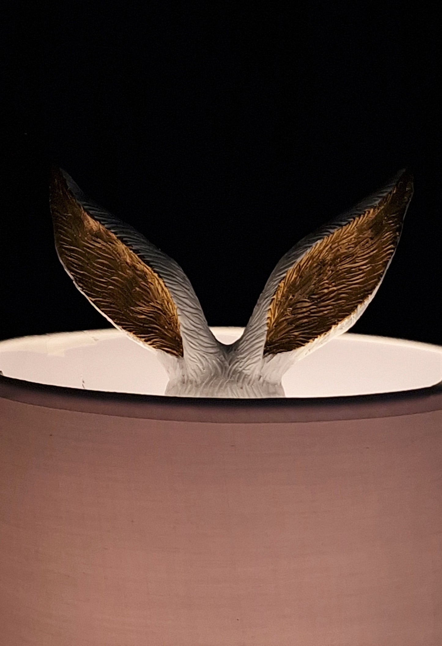 White Rabbit Table Lamp with Gold Ears, Nursery Decor