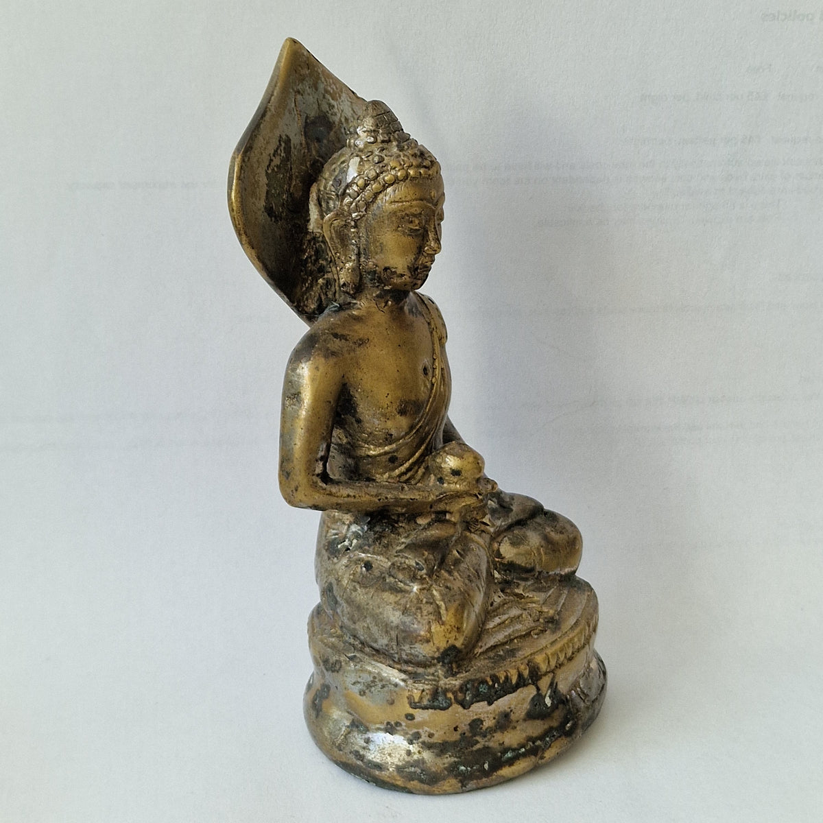 Antieke verzilverde boeddha Siddarta Gautama - eind 19e eeuw