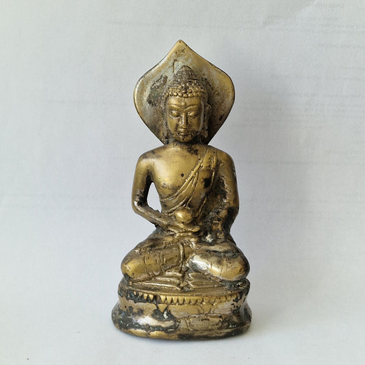 Antieke verzilverde boeddha Siddarta Gautama - eind 19e eeuw