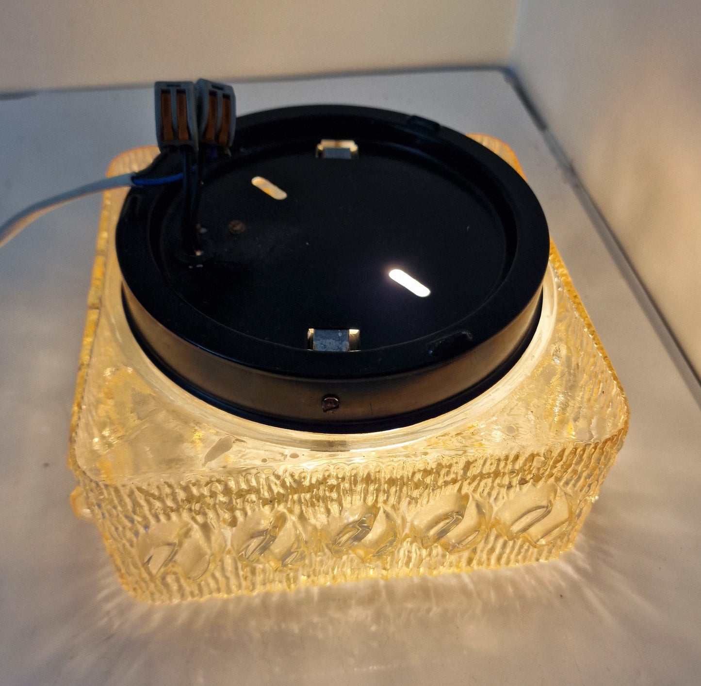 Plafondlamp, space age vintage retro glazen glimmende plafonniere