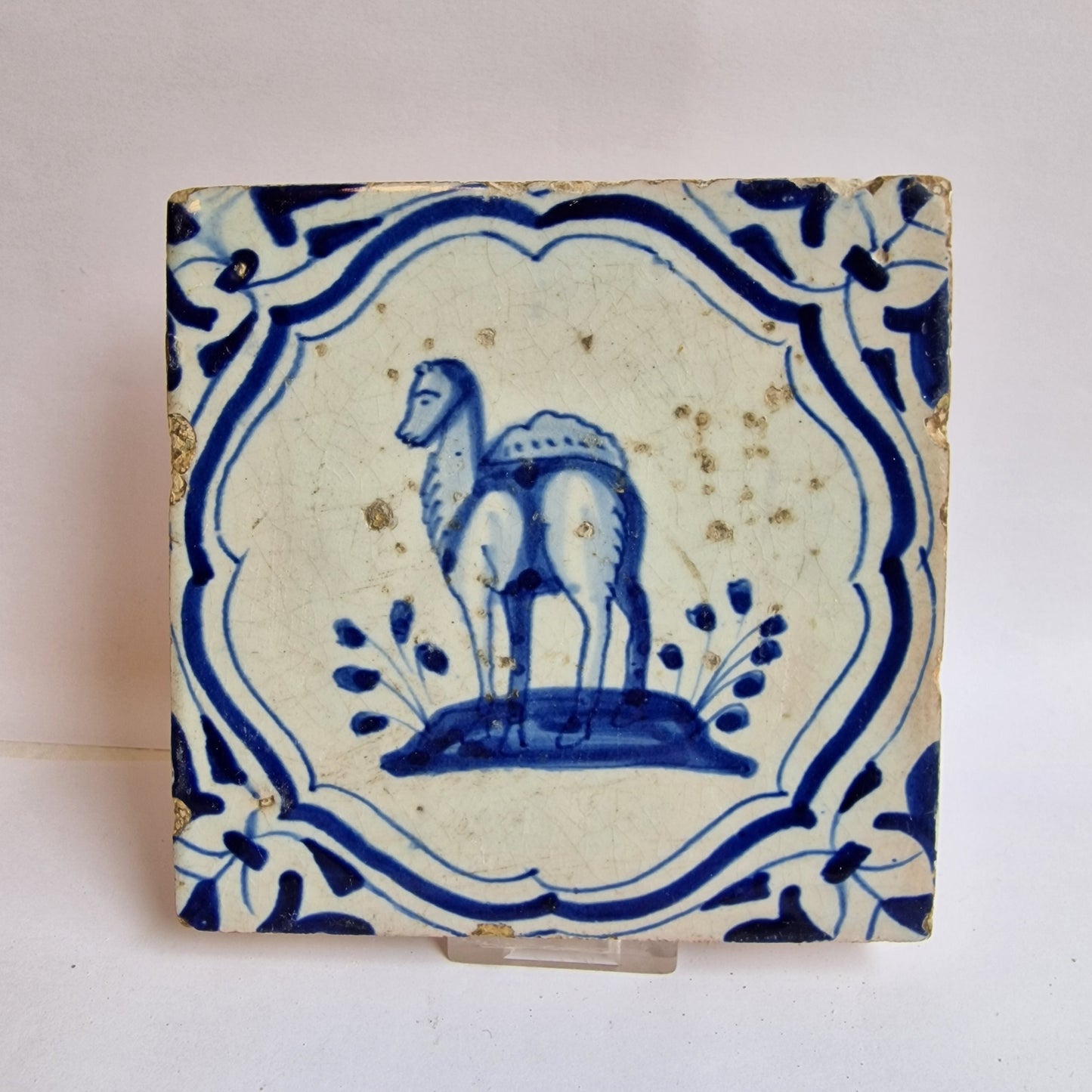 Antique Dutch Tile – Drommedaris Camel, Wanli Motif (1620-1650)