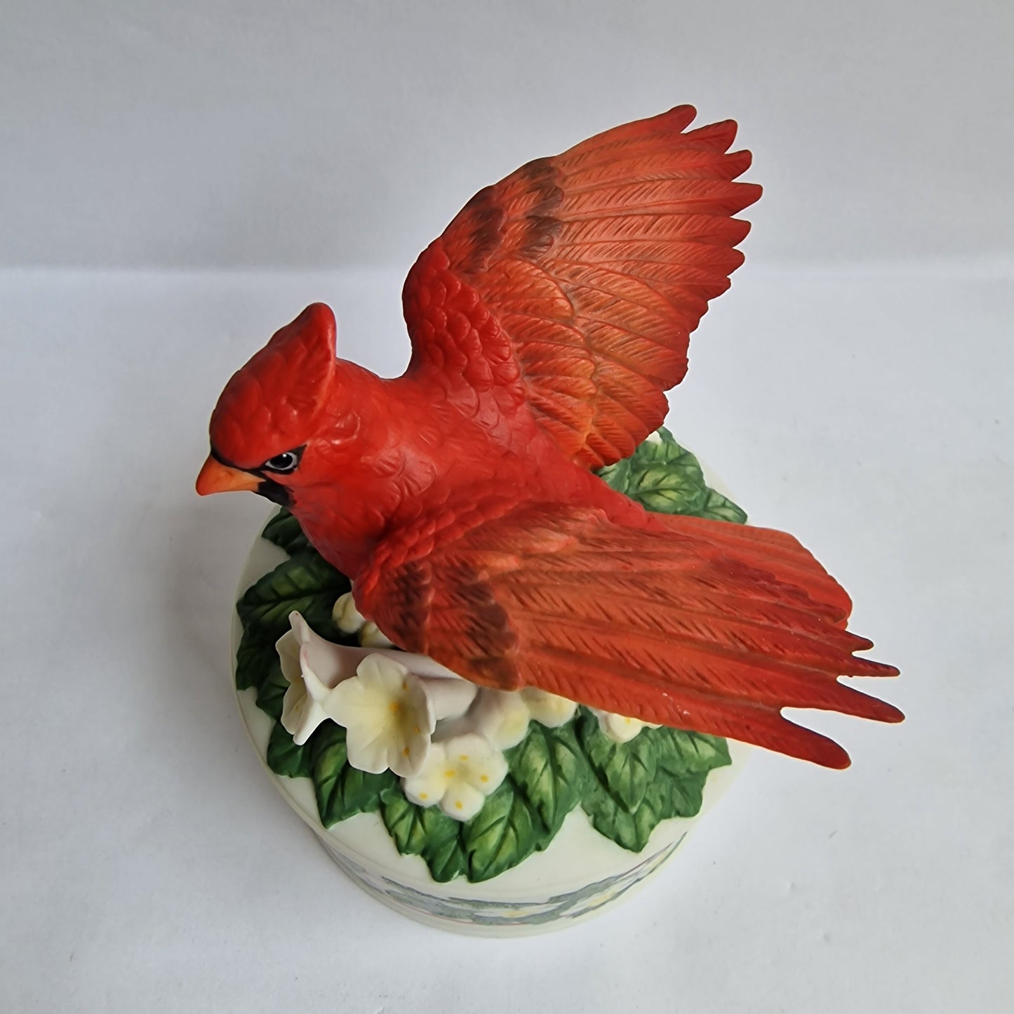 Pachebel Canon in D Music Box, Cardinal Bird Biscuit Porcelain Trinket