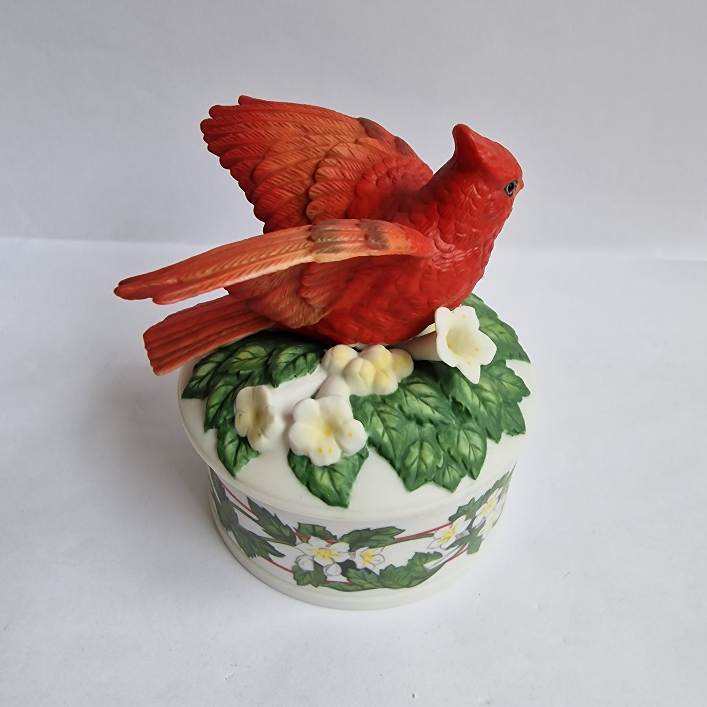 Pachebel Canon in D Music Box, Cardinal Bird Biscuit Porcelain Trinket