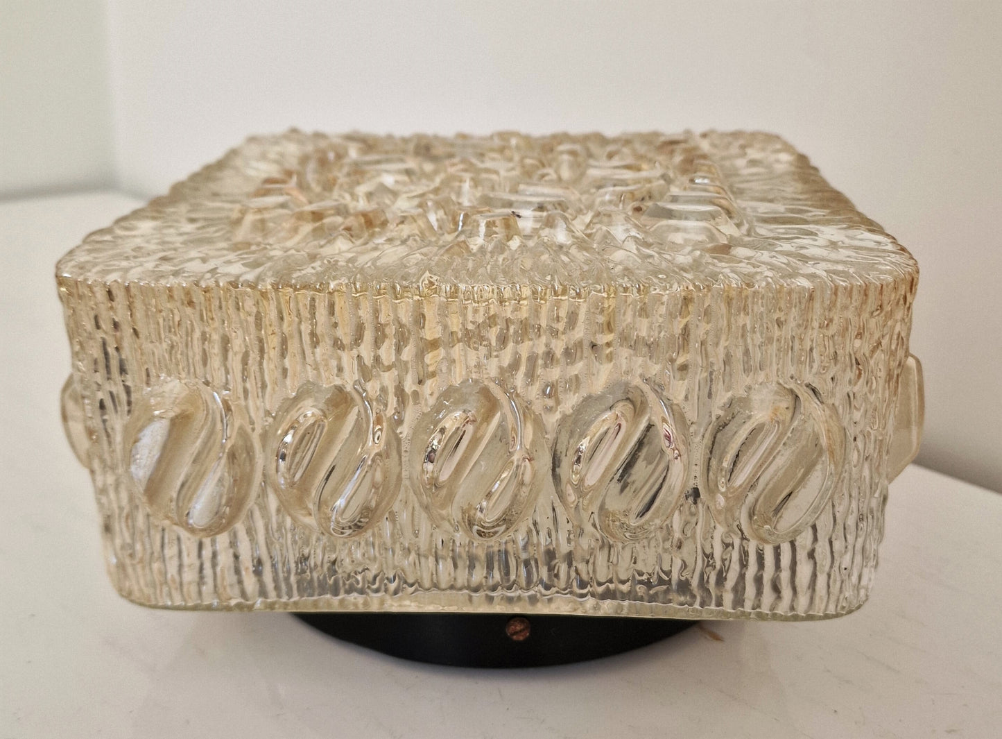 Plafondlamp, space age vintage retro glazen glimmende plafonniere
