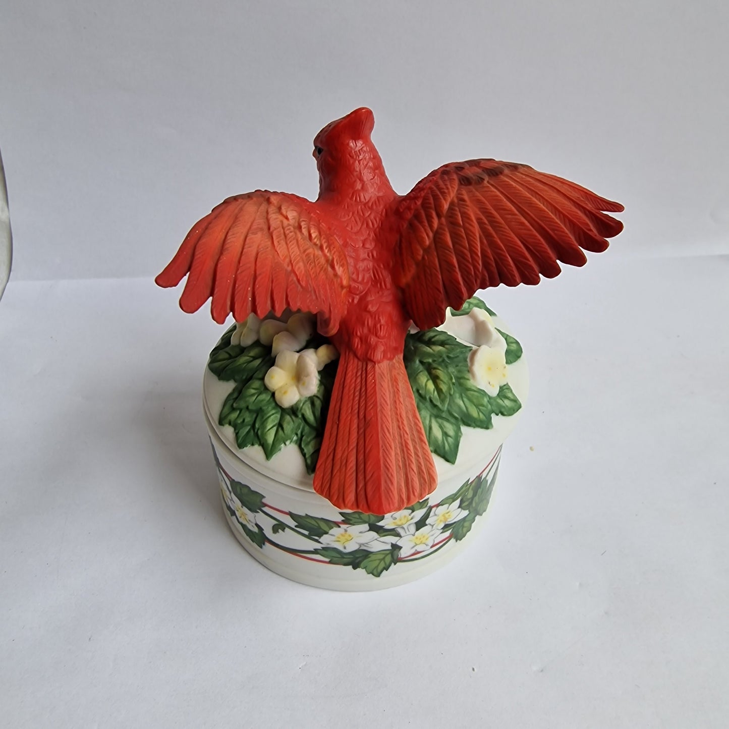 Pachebel Canon in D Music Box, Cardinal Bird Biscuit Porcelain Trinket