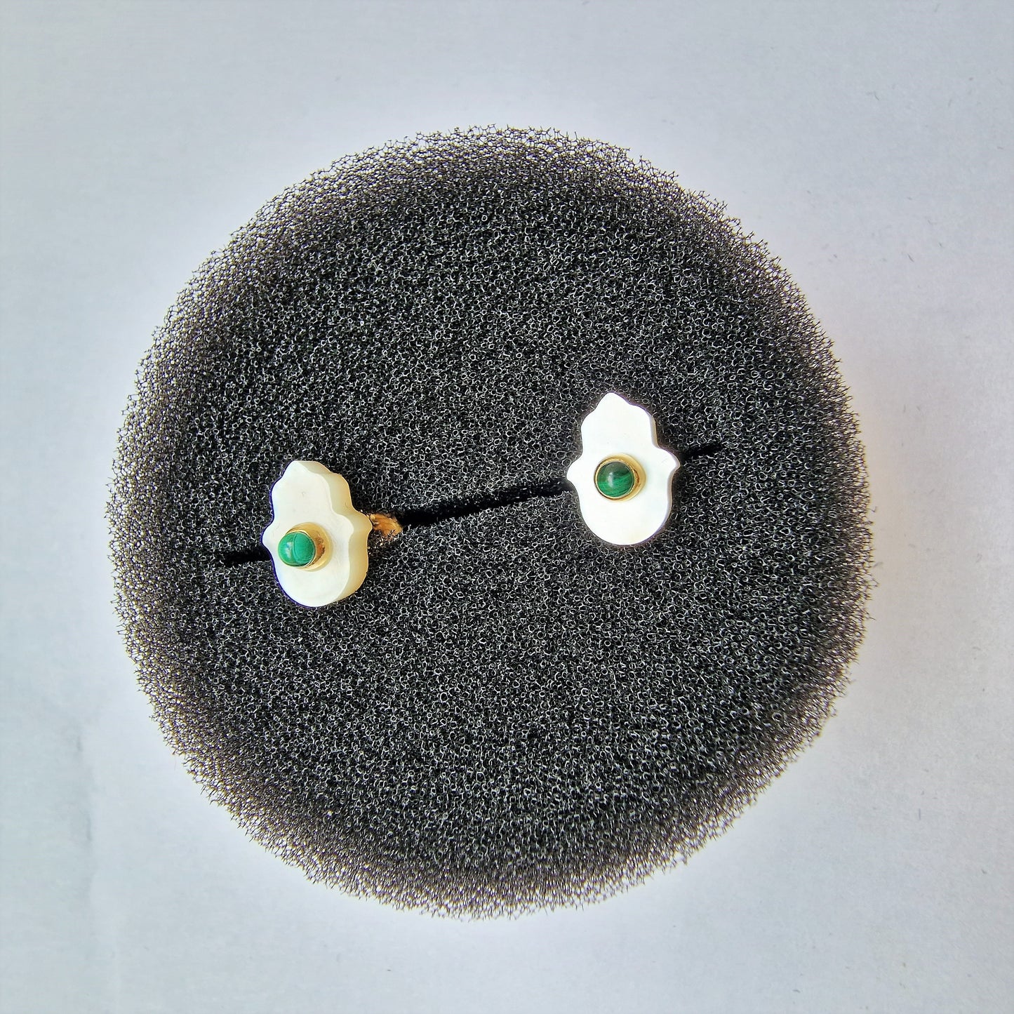 Tous 18K Gold Malachite Mother of Pearl Hamsa Earrings, New in Box