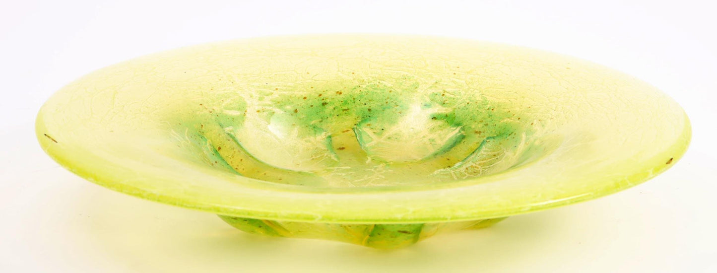 WMF Ikora Glass Bowl, Karl Wiedmann, Yellow Starfish Art Deco