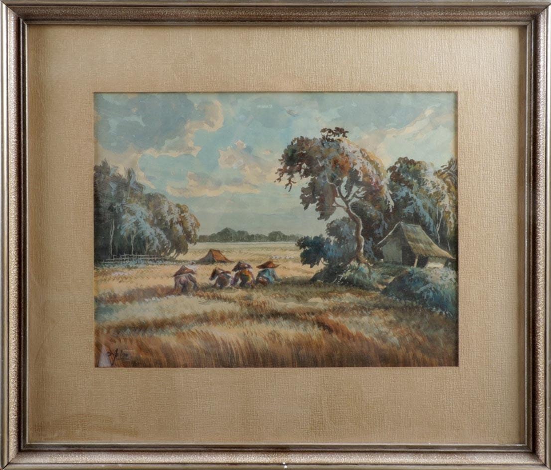 Mochtar Apin (1923-1994), Indonesisch landschap, aquarel op papier, 26 x 36 cm.