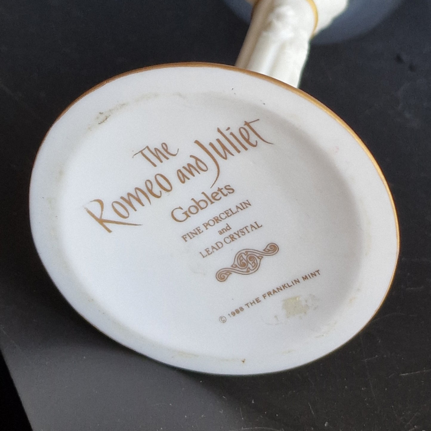 Franklin Mint Romeo and Juliet Goblet, Austrian Crystal, 22k Gold Accent