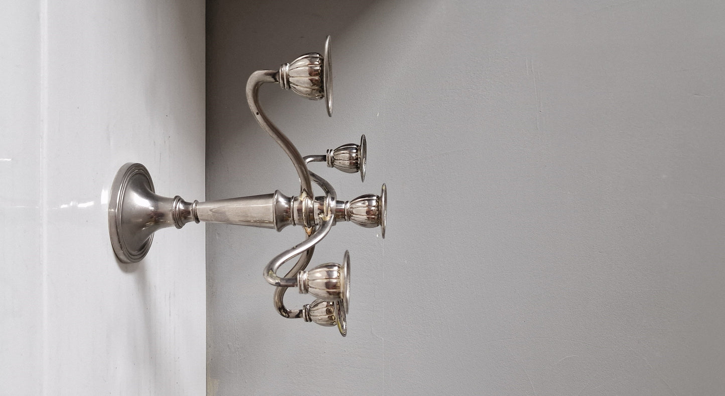 Art Deco Hollandse tafelkandelaar voor 5 kaarsen met ovale vormgeving, art deco periode