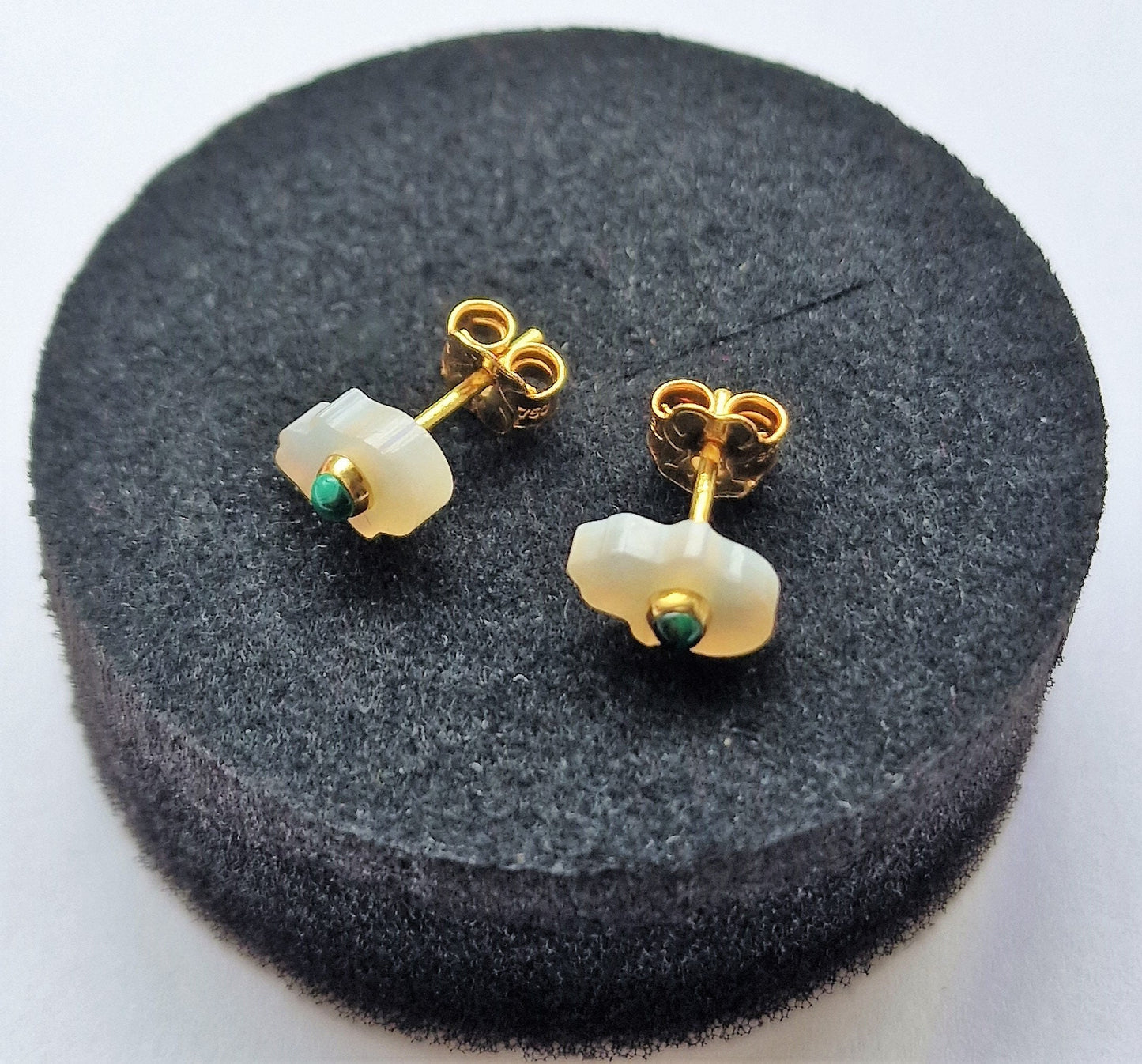 Tous 18K Gold Malachite Mother of Pearl Hamsa Earrings, New in Box
