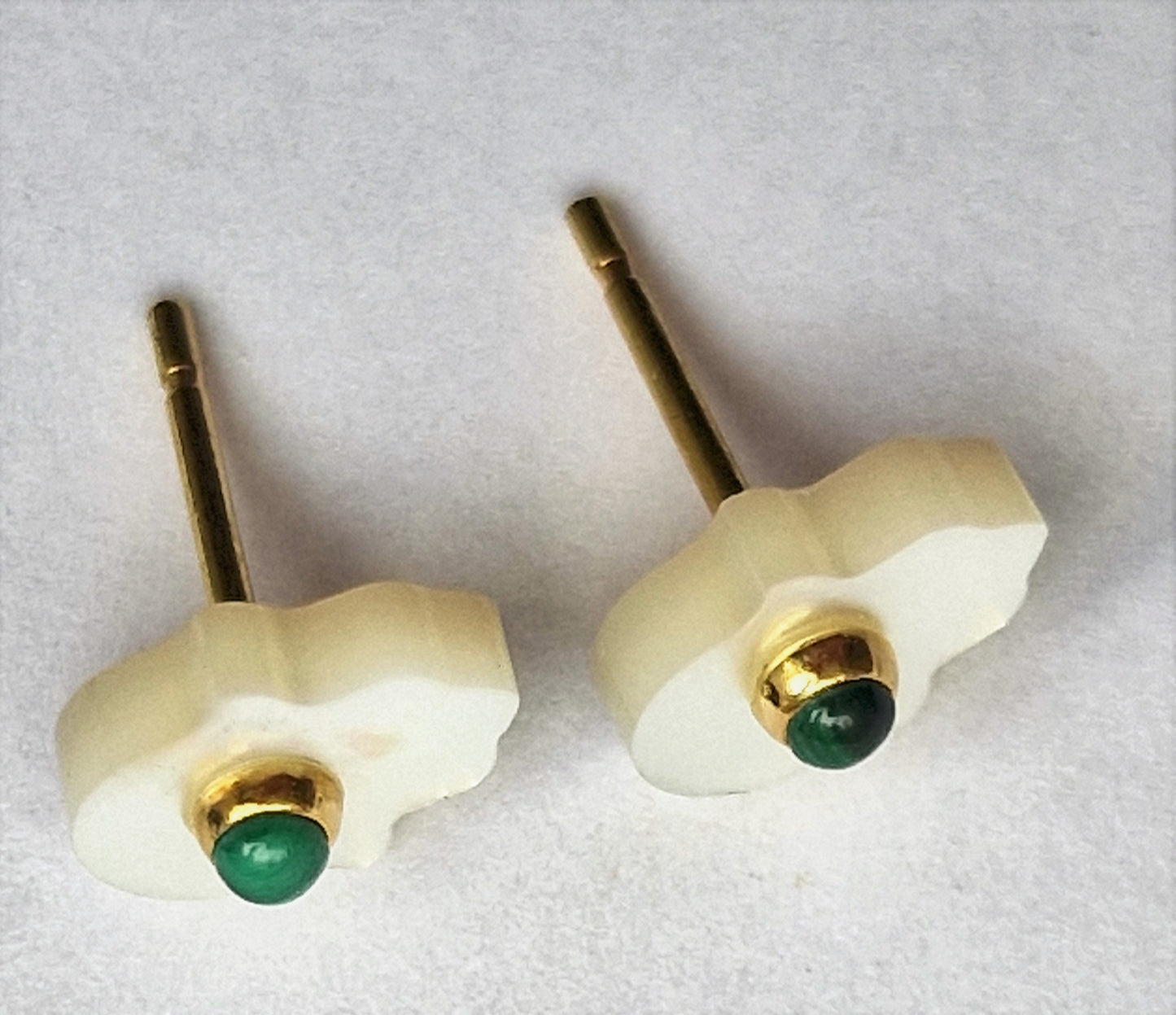 Tous 18K Gold Malachite Mother of Pearl Hamsa Earrings, New in Box