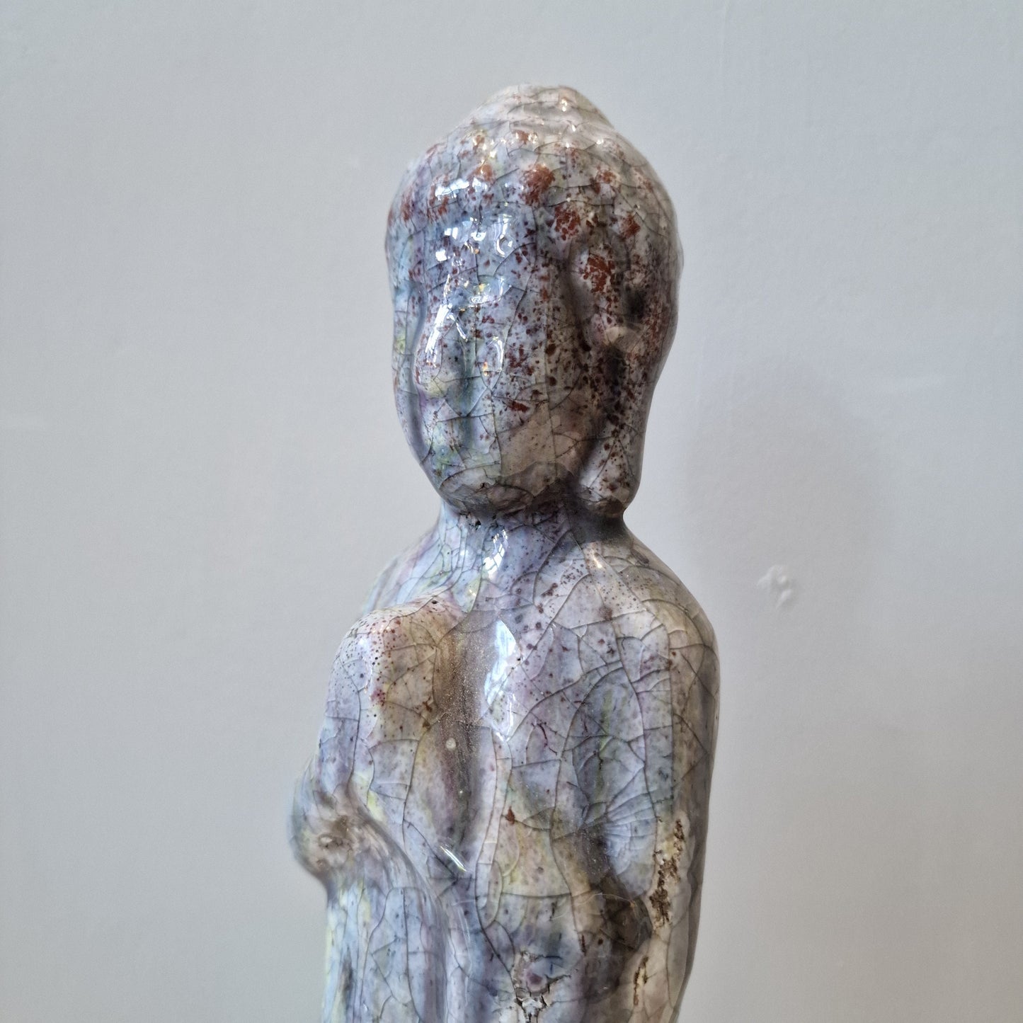 38 cm Large Raku glaze ceramic Buddha vintage lusterglaze lusterglazuur boedha old vintage