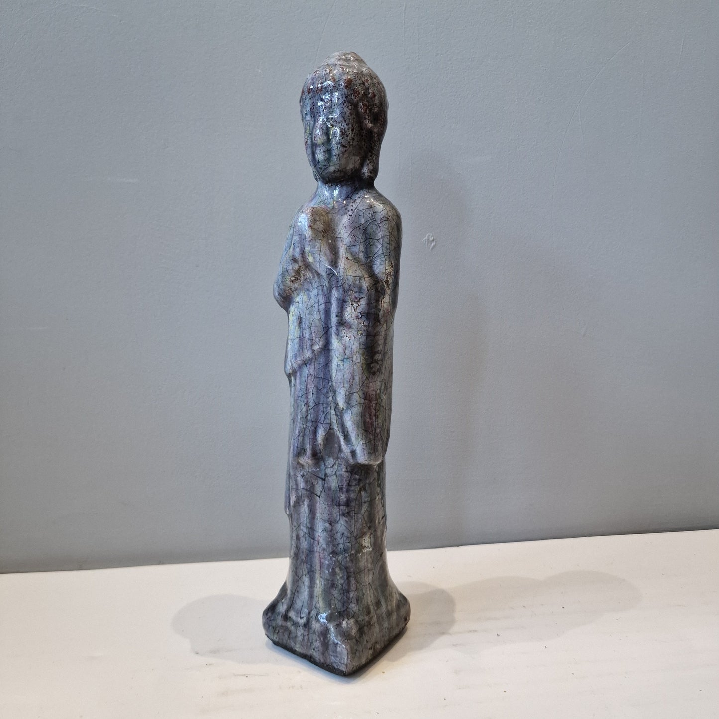38 cm Large Raku glaze ceramic Buddha vintage lusterglaze lusterglazuur boedha old vintage