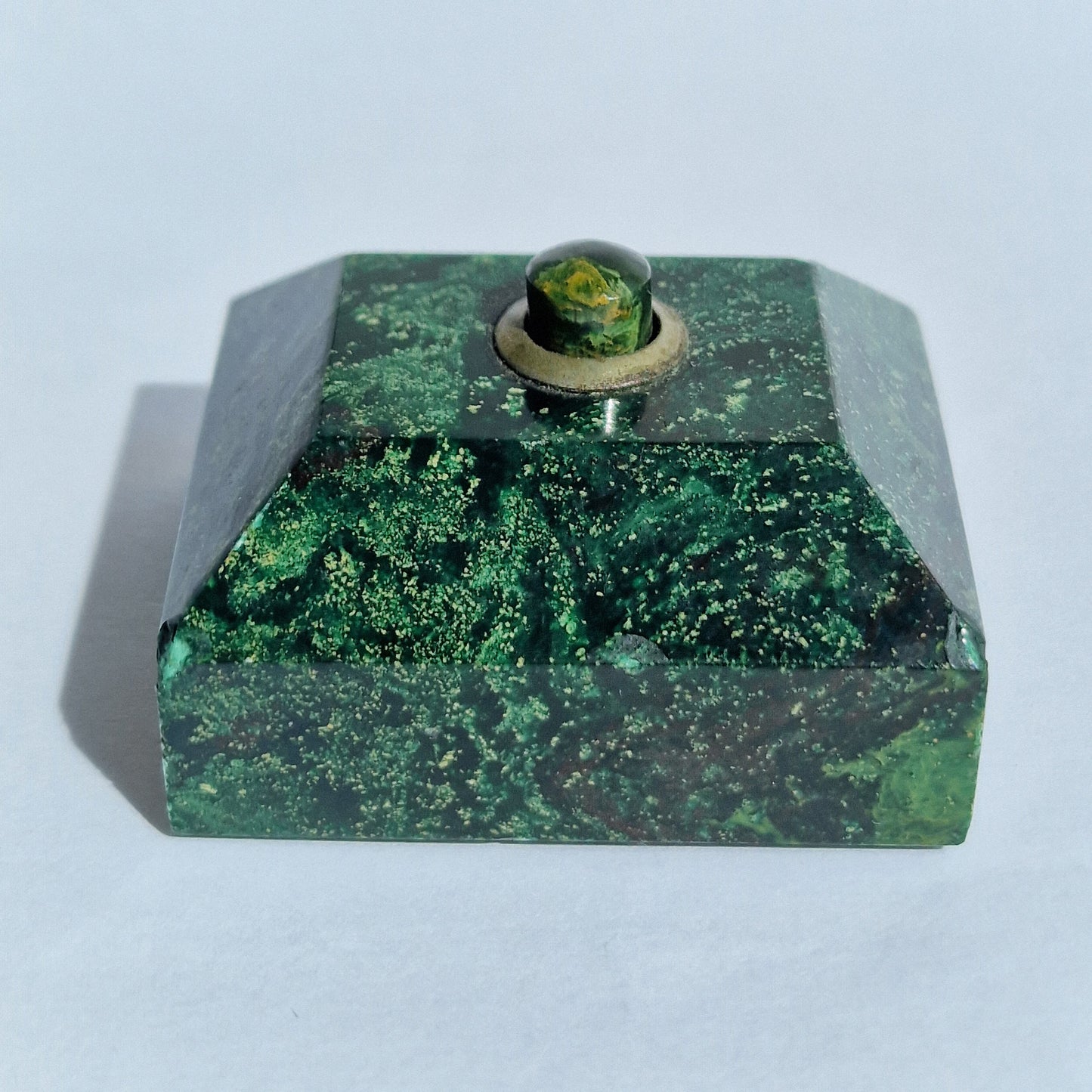 Antique Italian Art Nouveau Malachite Butler Bell, Noble Family Push Button