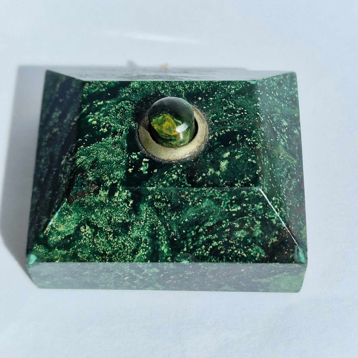 Antique Italian Art Nouveau Malachite Butler Bell, Noble Family Push Button