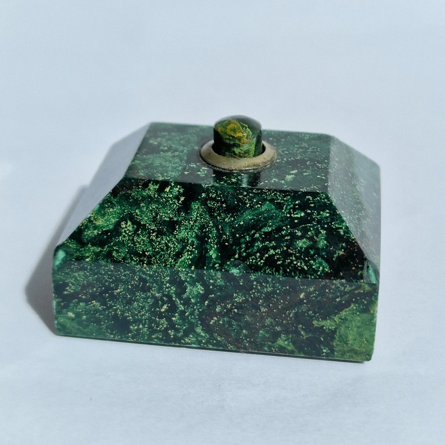 Antique Italian Art Nouveau Malachite Butler Bell, Noble Family Push Button