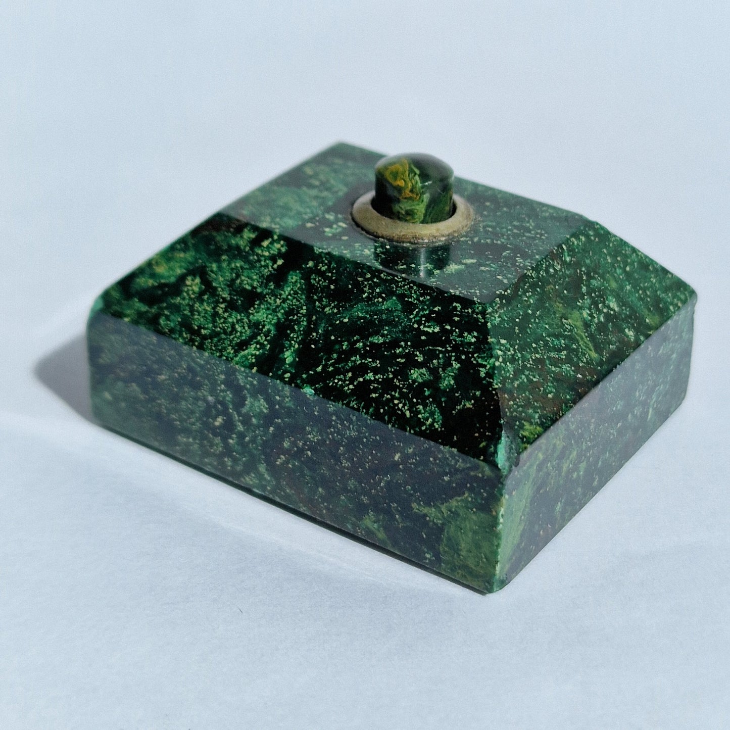 Antique Italian Art Nouveau Malachite Butler Bell, Noble Family Push Button