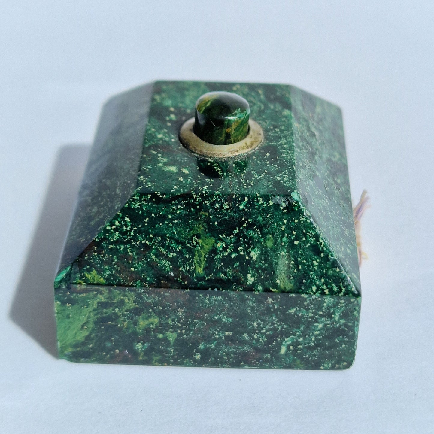 Antique Italian Art Nouveau Malachite Butler Bell, Noble Family Push Button