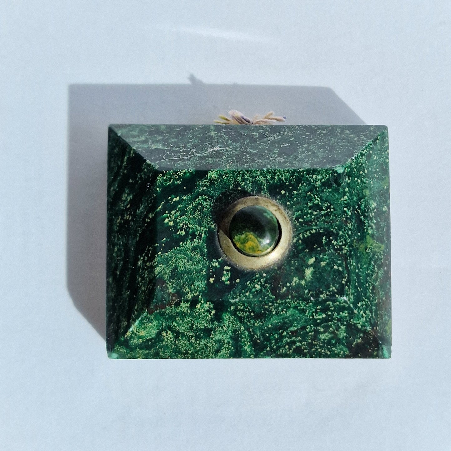Antique Italian Art Nouveau Malachite Butler Bell, Noble Family Push Button