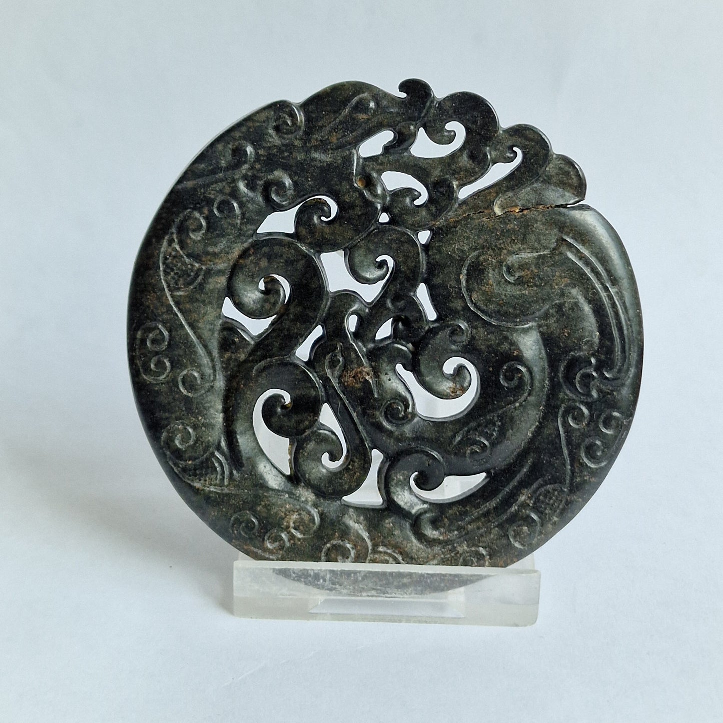 Jade amulet talisman met draak en feniks decor - China