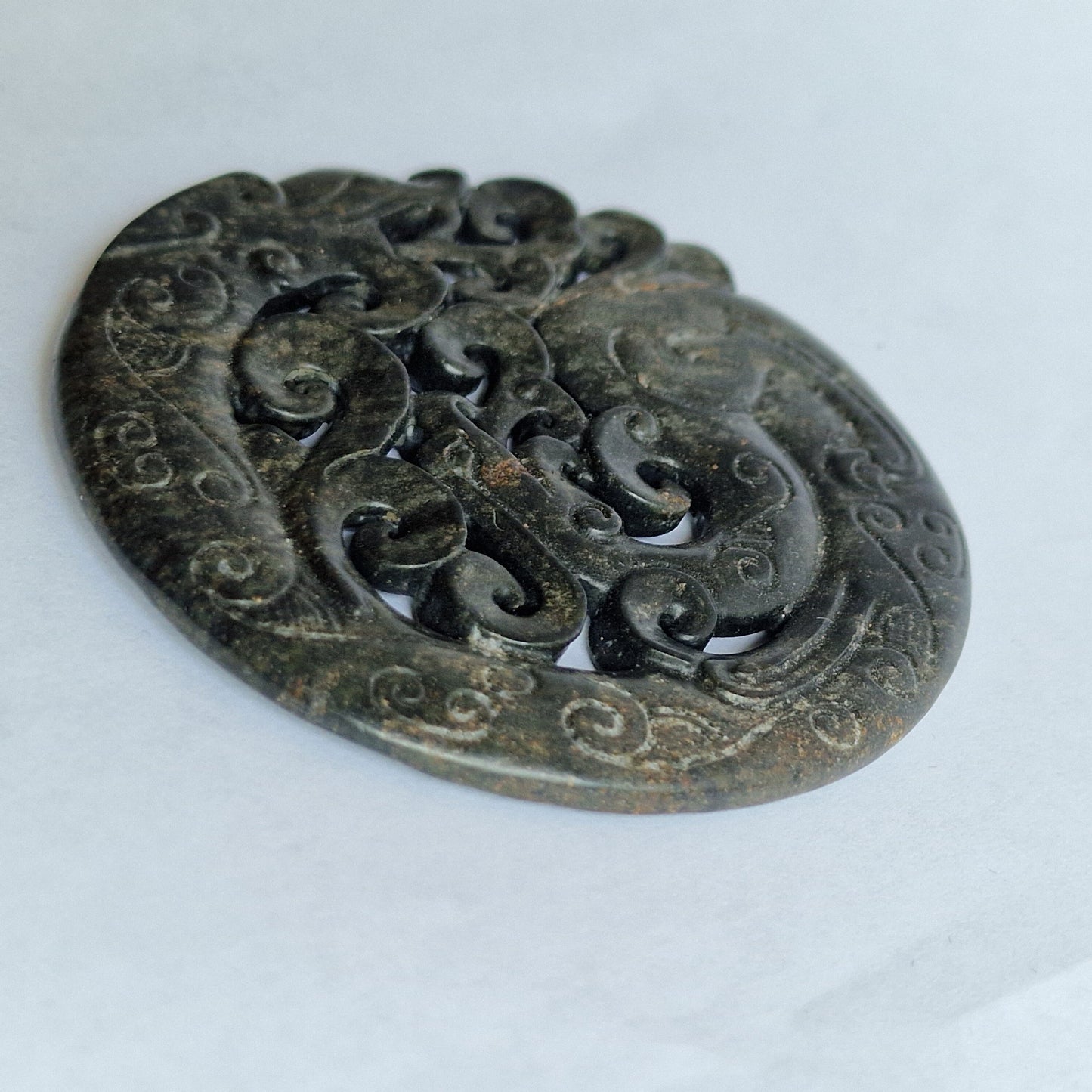 Jade amulet talisman met draak en feniks decor - China