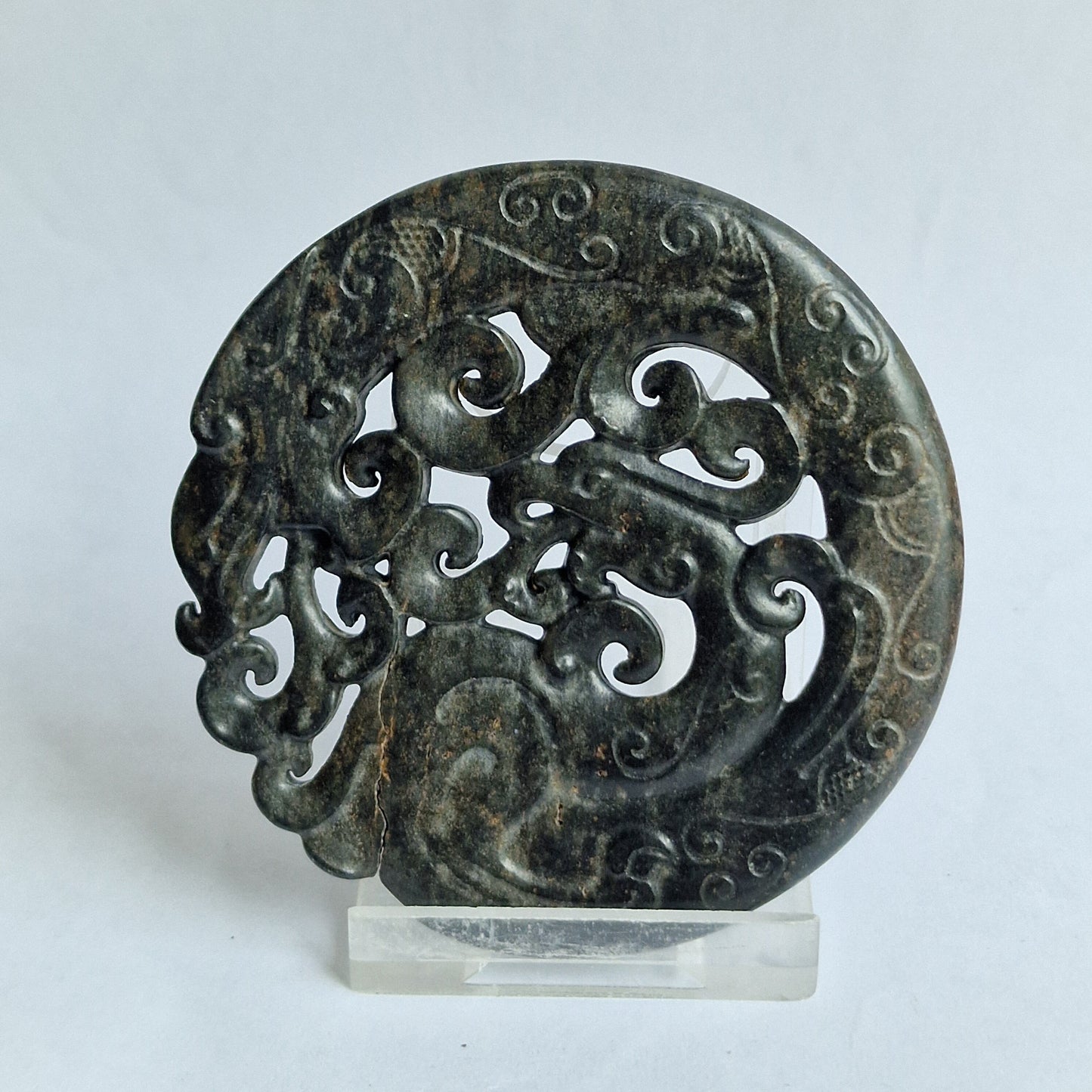 Jade amulet talisman met draak en feniks decor - China