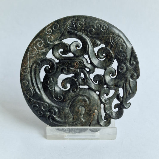 Jade amulet talisman met draak en feniks decor - China