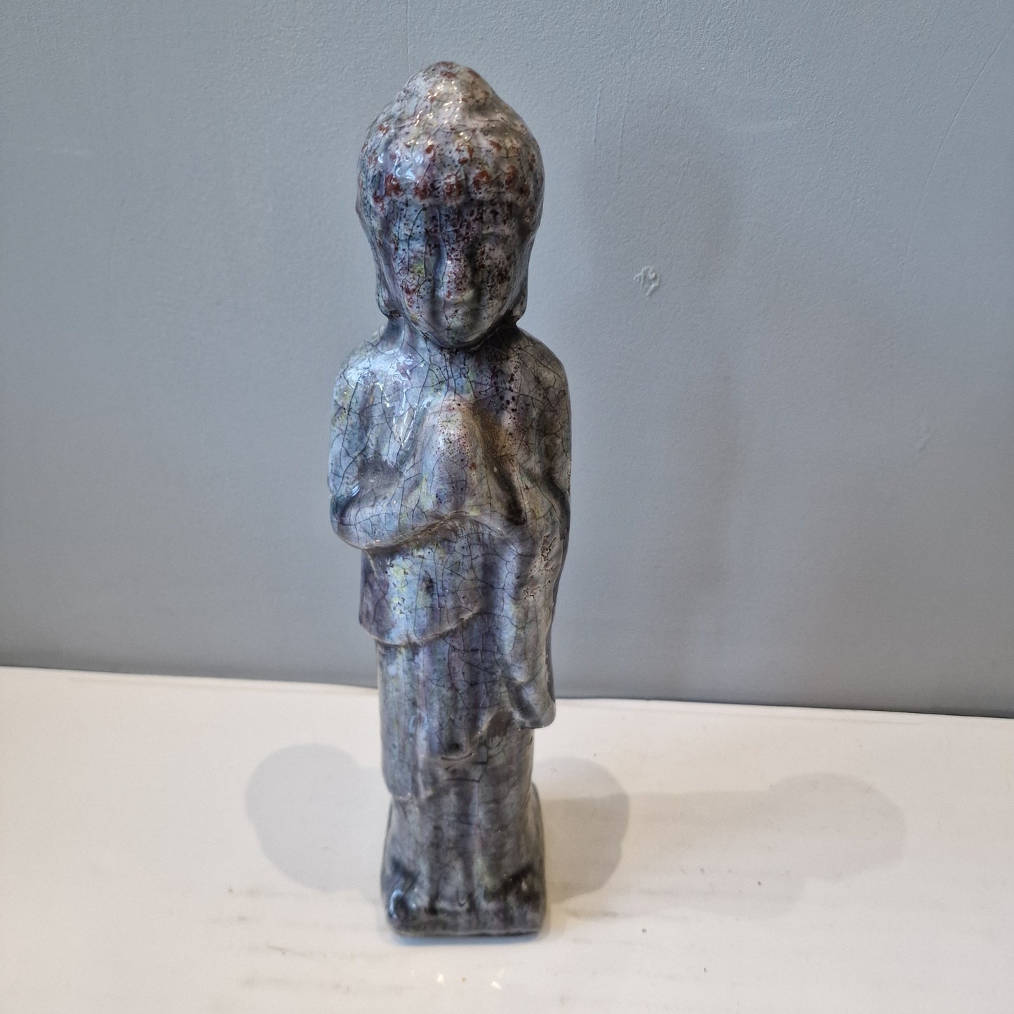 38 cm Large Raku glaze ceramic Buddha vintage lusterglaze lusterglazuur boedha old vintage