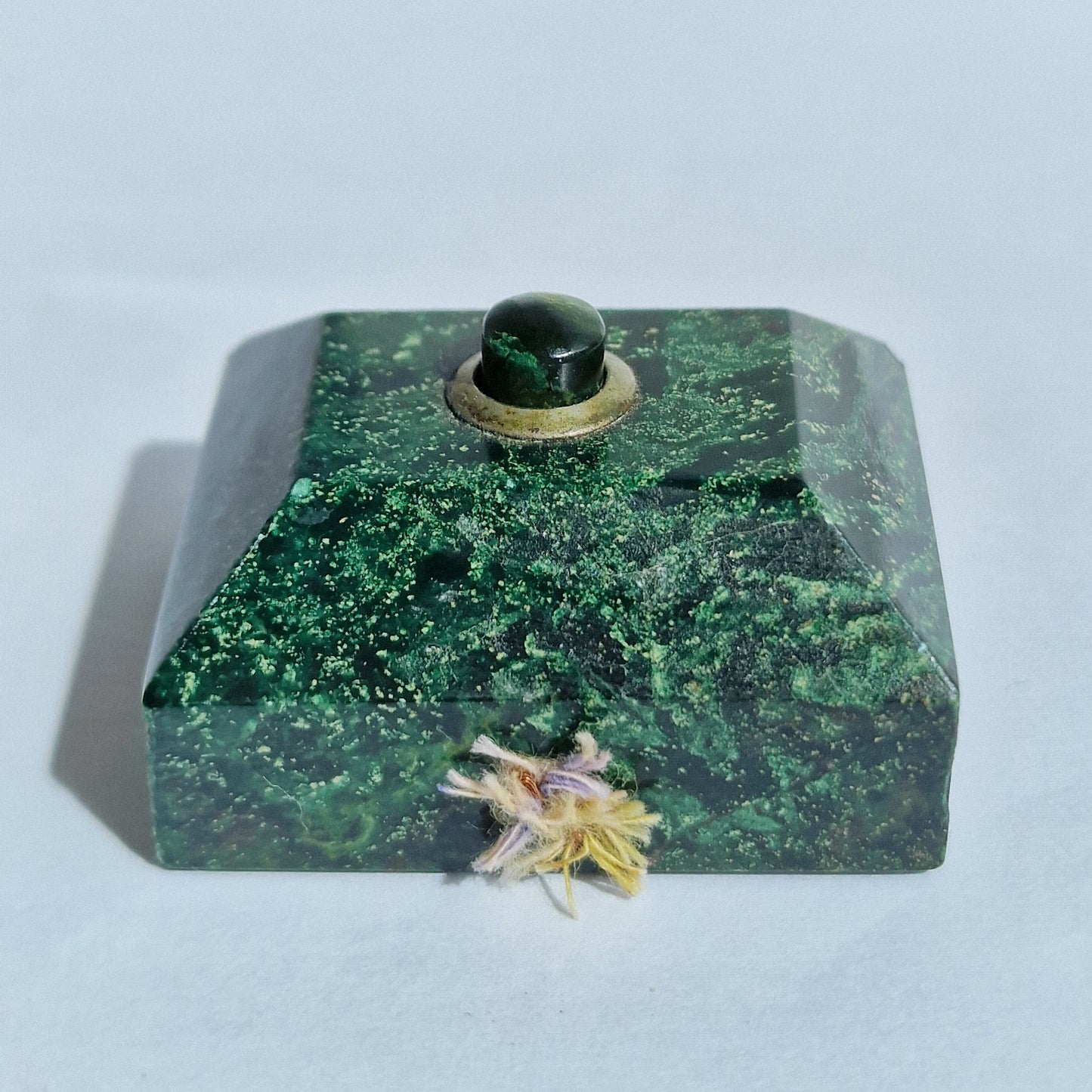 Antique Italian Art Nouveau Malachite Butler Bell, Noble Family Push Button