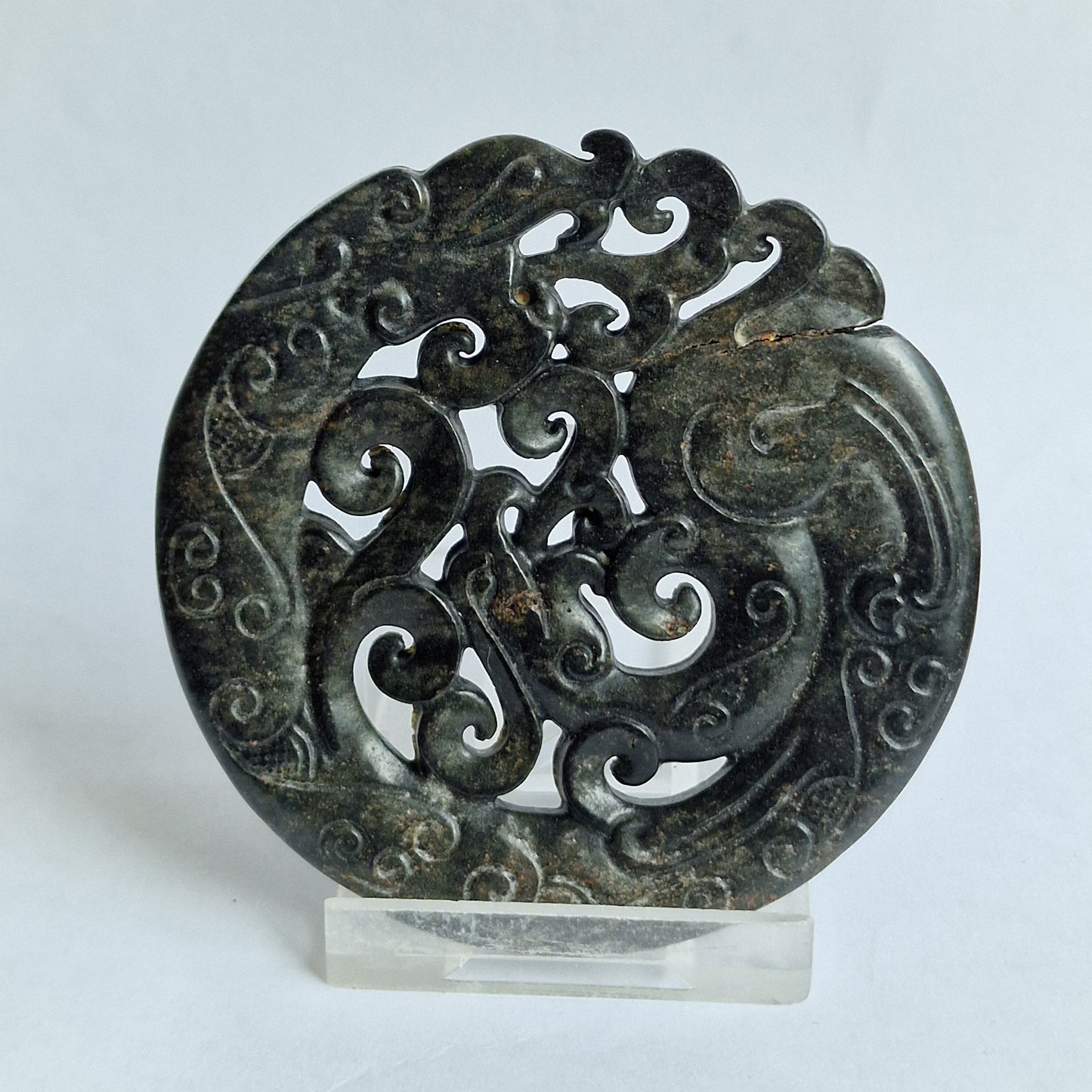 Jade amulet talisman met draak en feniks decor - China