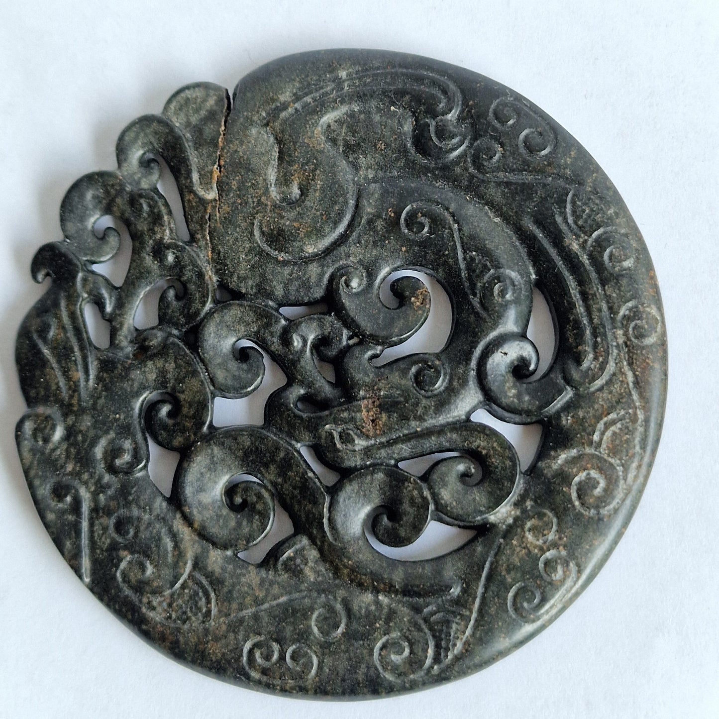 Jade amulet talisman met draak en feniks decor - China