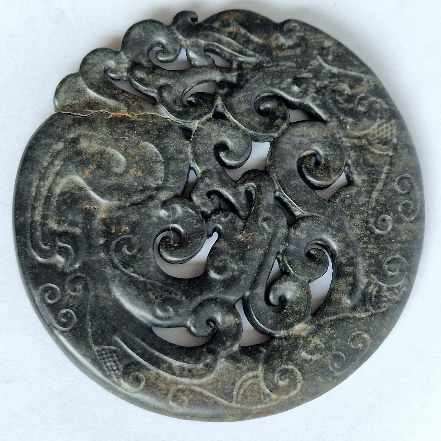 Jade amulet talisman met draak en feniks decor - China