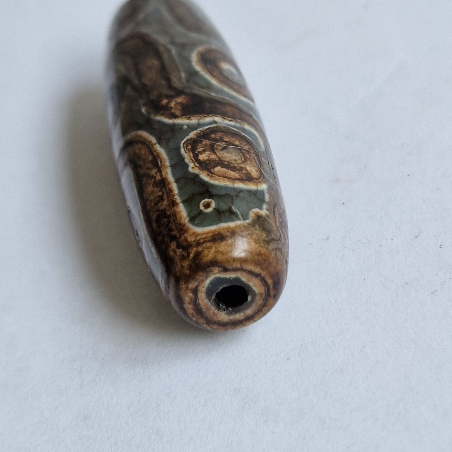 Antique Dzi Agate Beads: 9 Eye, 3 Eye, Labradorite, Silver Accents (6 beads)