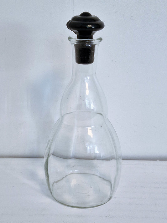 Andries Copier Leerdam Carafe, Black Stopper, Art Deco 1930s