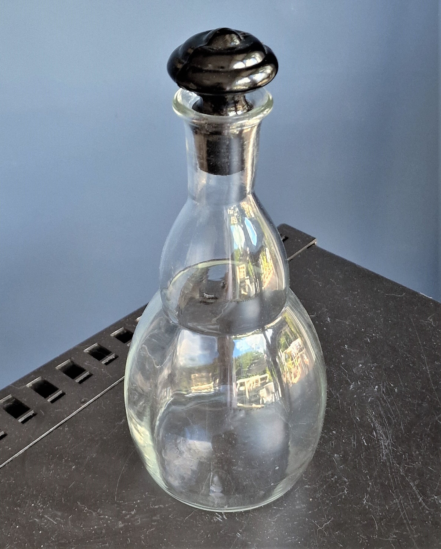 Andries Copier Leerdam Carafe, Black Stopper, Art Deco 1930s