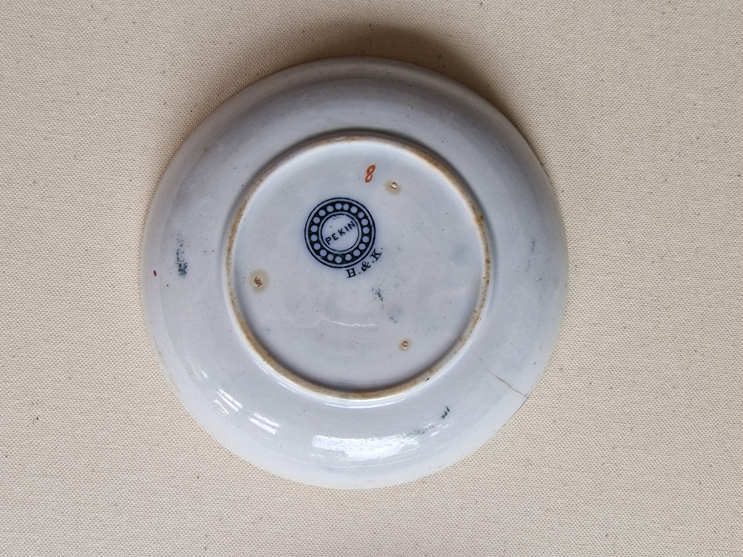 Antique Tunstall Peking Plates, H.K. Bord Plate, 1880-1900