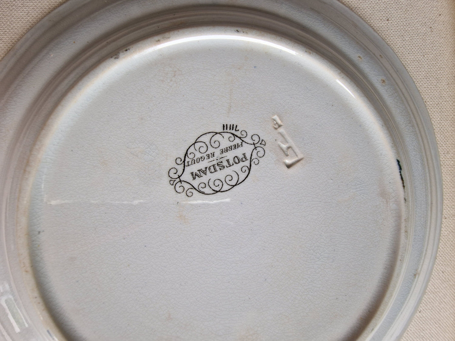 Antique Napoleon Petrus Regout Transferware Plates, Battlefield Scene