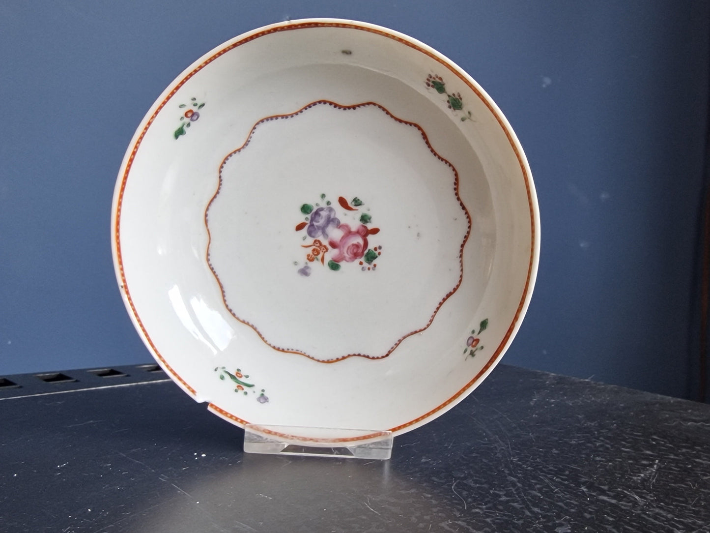 Antique Famille Rose Porcelain Bowl and Plate Set, 18th Century