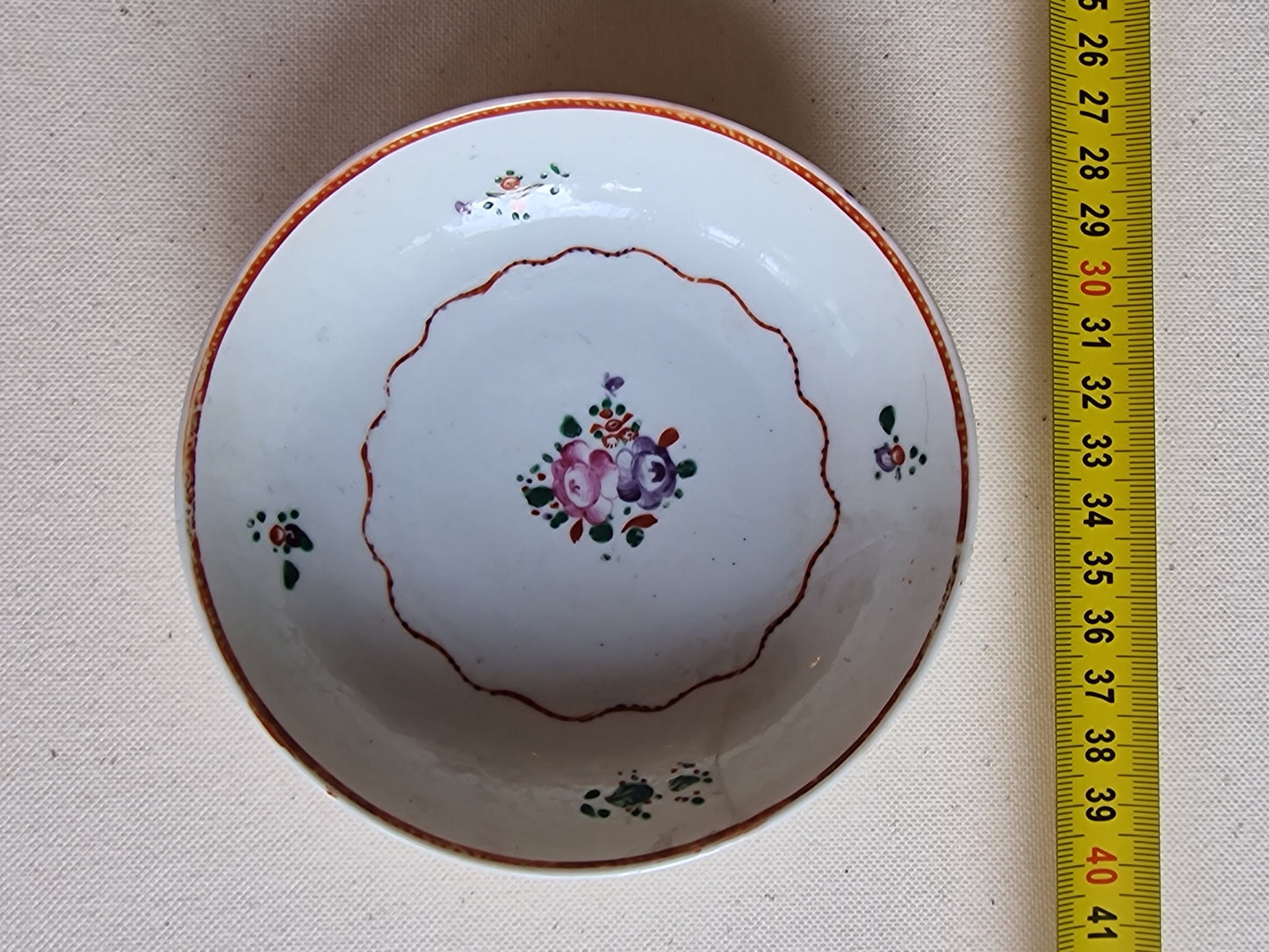 Antique Famille Rose Porcelain Bowl and Plate Set, 18th Century