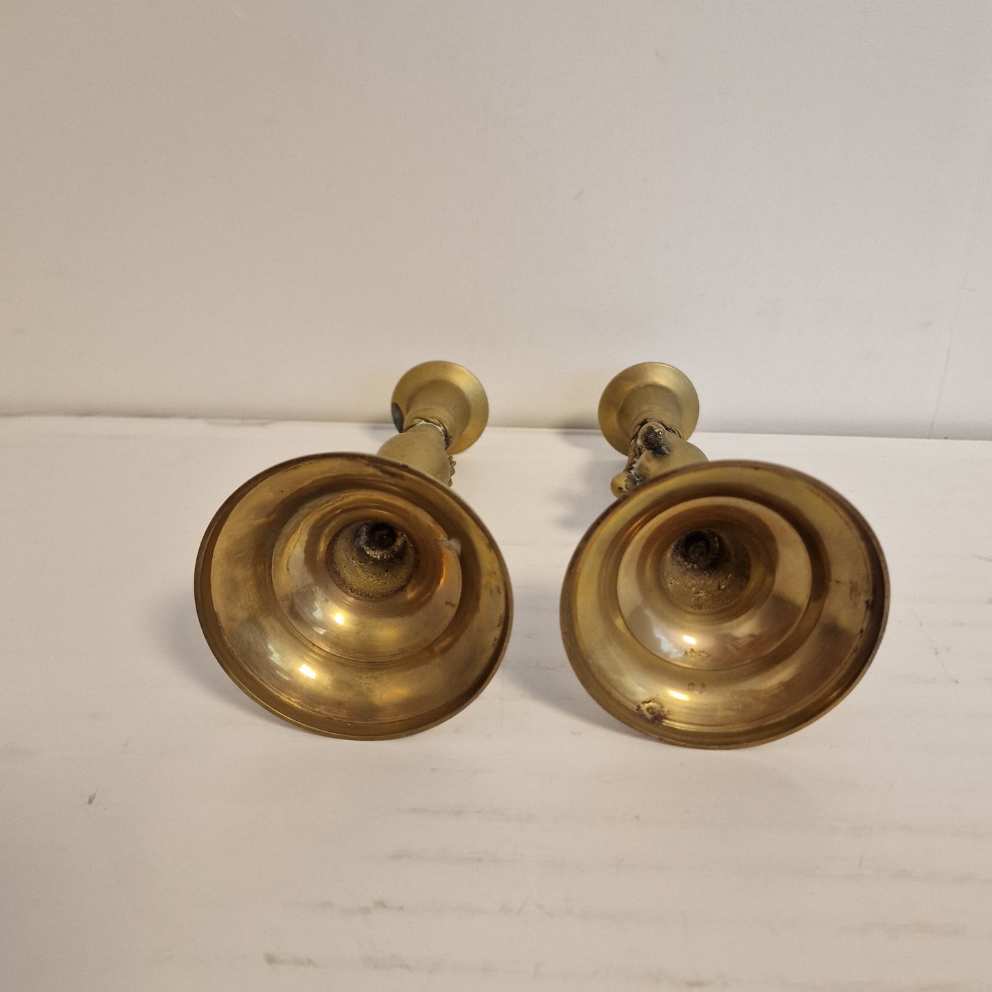 stel antieke kandelaars. Victorian, ca 1910, authentic antique candlesticks