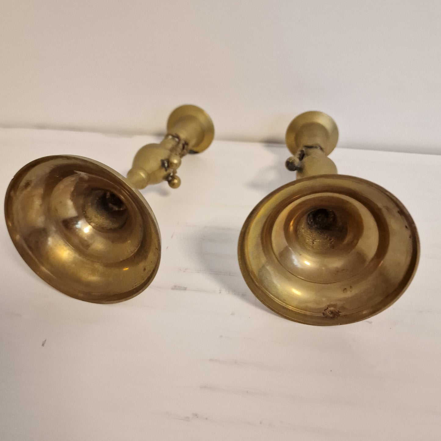 stel antieke kandelaars. Victorian, ca 1910, authentic antique candlesticks