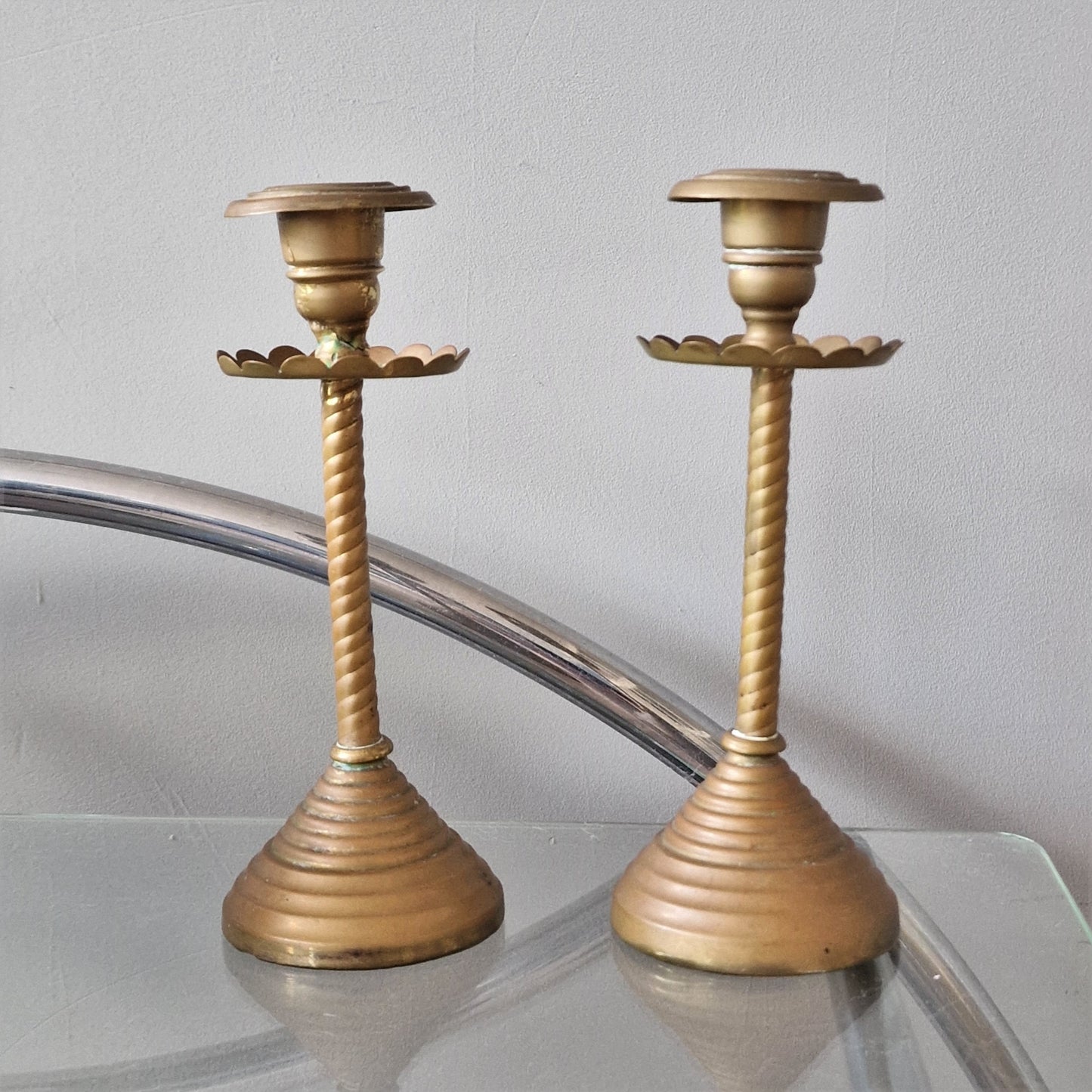 stel arts & crafts kandelaars. UK ca 1910, authentic  candlesticks