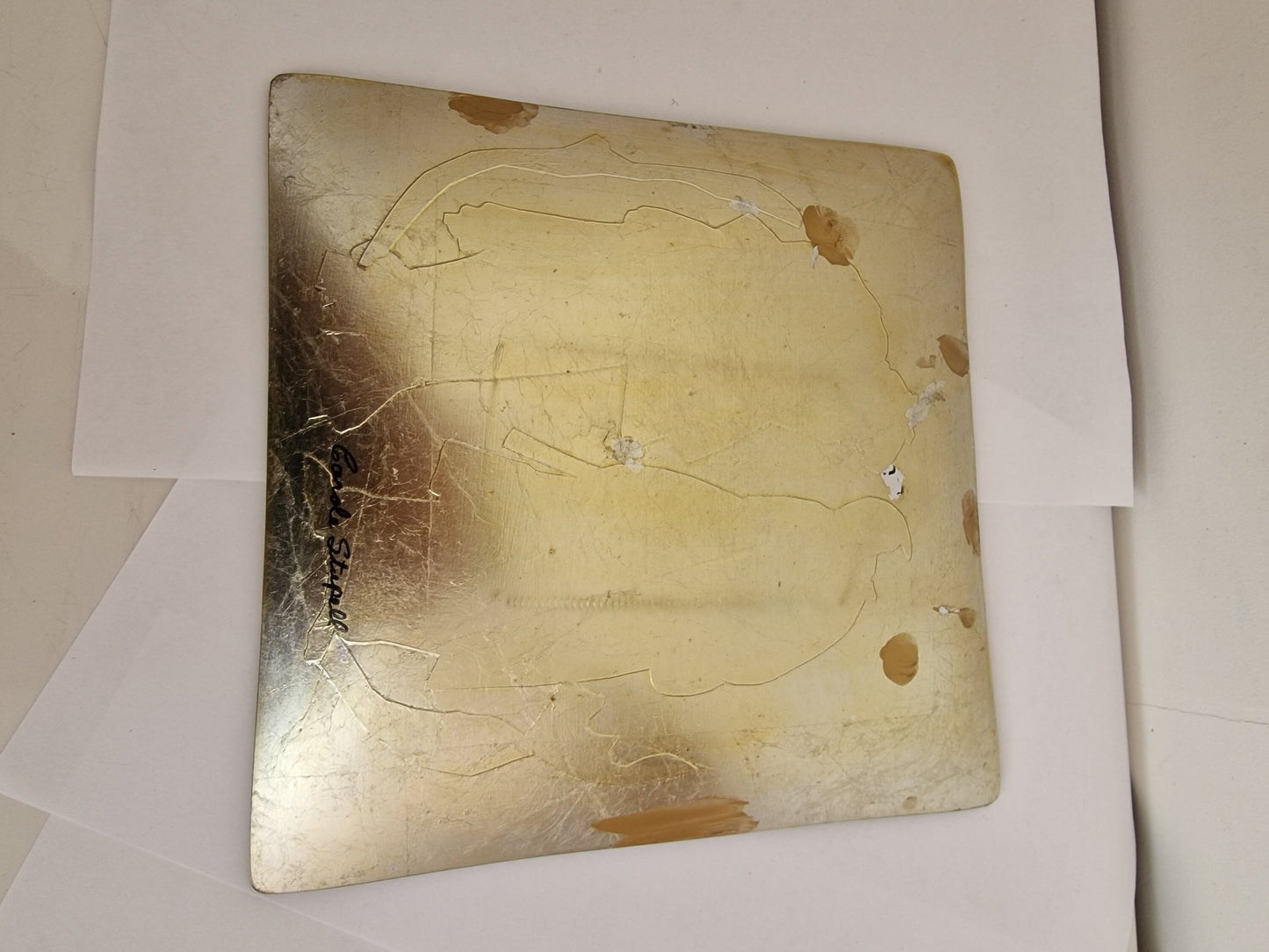 Vintage Carole Stupell Asian Glass Plate, Signed Display Art (20x20)